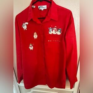 Christmas Embroidered vintage women’s shirt size L